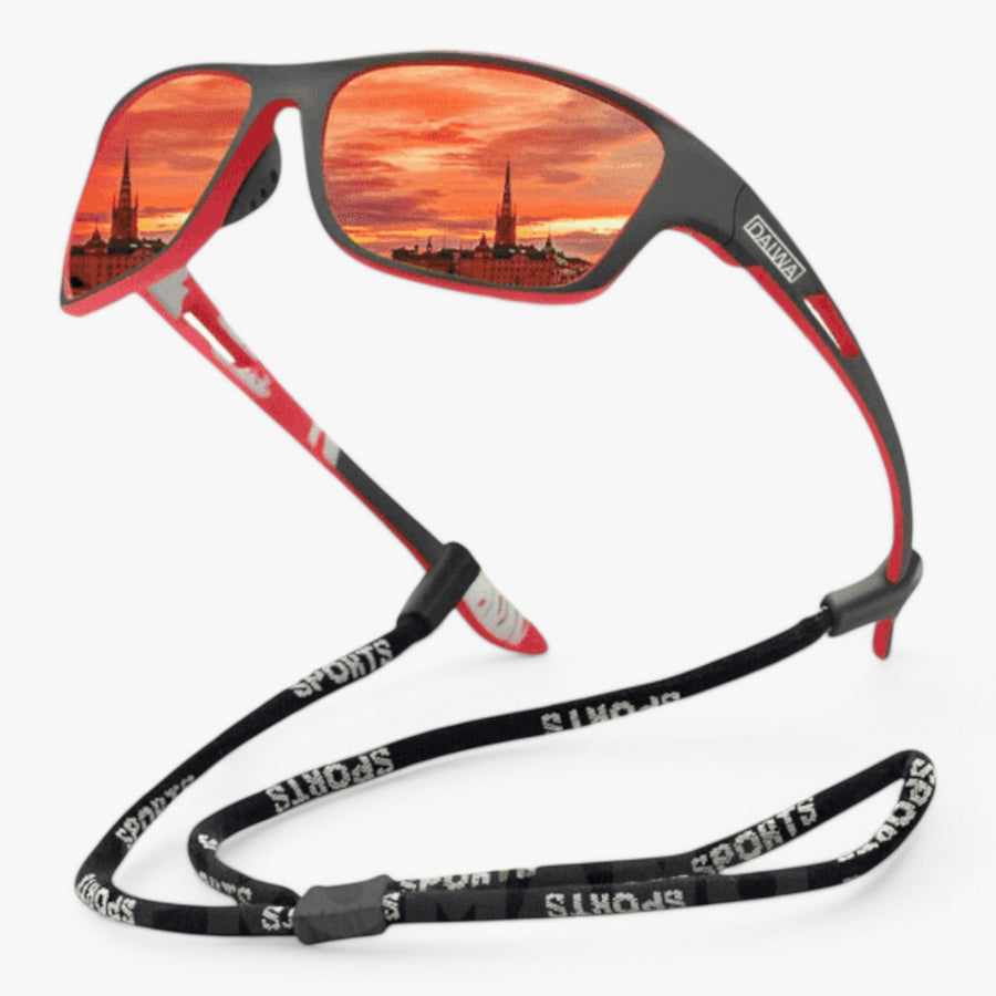 Men's Polarised Sports Sunglasses with Wraparound Frame and Neck Cord