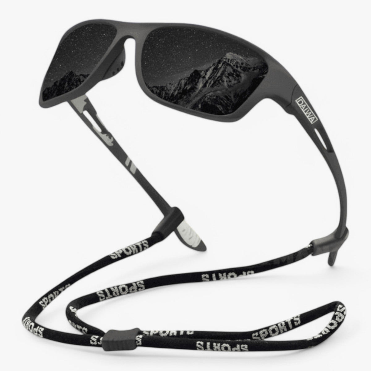 Men's Polarised Sports Sunglasses with Wraparound Frame and Neck Cord
