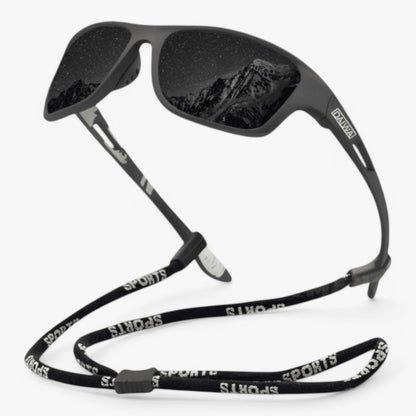 Men's Polarised Sports Sunglasses with Wraparound Frame and Neck Cord