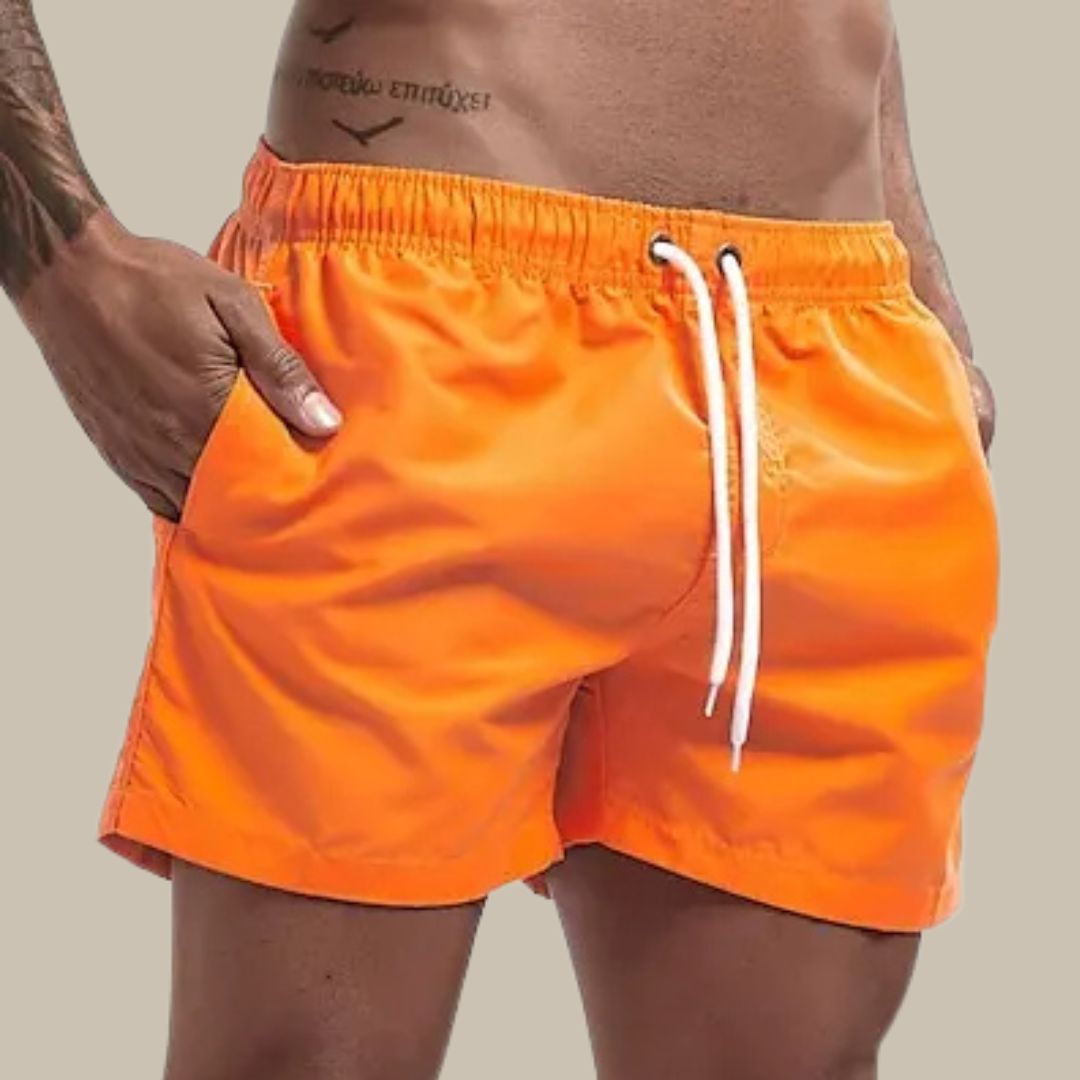 Men's Quick-Dry Swim Shorts with Drawstring Waist and Pockets