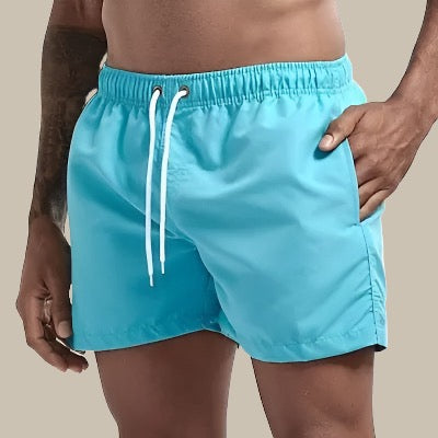 Men's Quick-Dry Swim Shorts with Drawstring Waist and Pockets