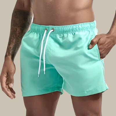 Men's Quick-Dry Swim Shorts with Drawstring Waist and Pockets