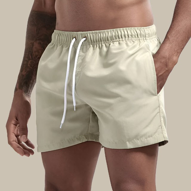 Men's Quick-Dry Swim Shorts with Drawstring Waist and Pockets