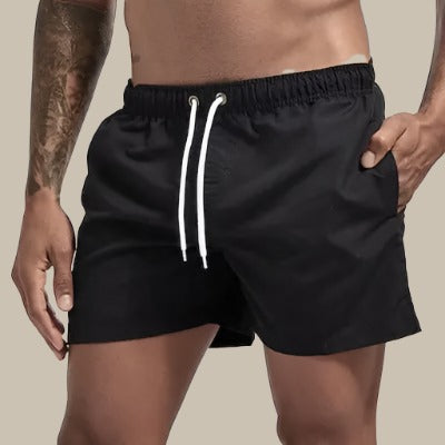 Men's Quick-Dry Swim Shorts with Drawstring Waist and Pockets