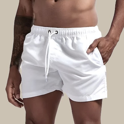 Men's Quick-Dry Swim Shorts with Drawstring Waist and Pockets