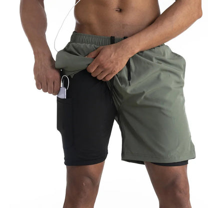 Men's Running Shorts with Inner Lining, Phone Pocket and Drawstring Waist