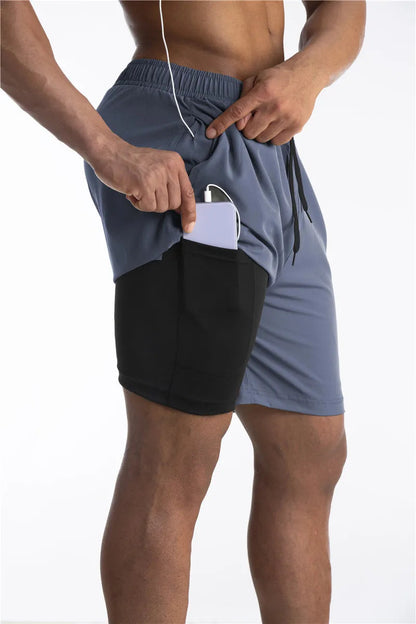 Men's Running Shorts with Inner Lining, Phone Pocket and Drawstring Waist