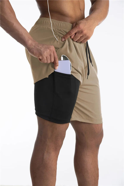 Men's Running Shorts with Inner Lining, Phone Pocket and Drawstring Waist
