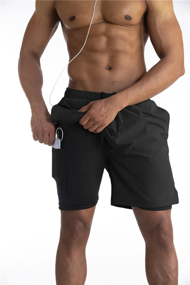 Men's Running Shorts with Inner Lining, Phone Pocket and Drawstring Waist
