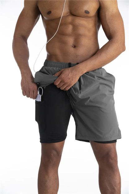 Men's Running Shorts with Inner Lining, Phone Pocket and Drawstring Waist