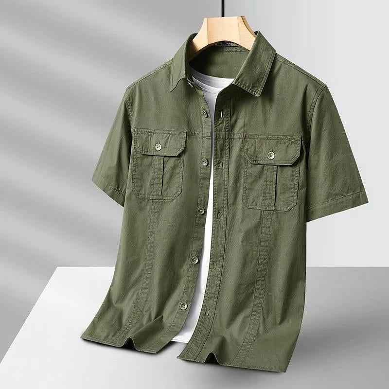 Men's Short Sleeve Cargo Shirt with Two Chest Flap Pockets