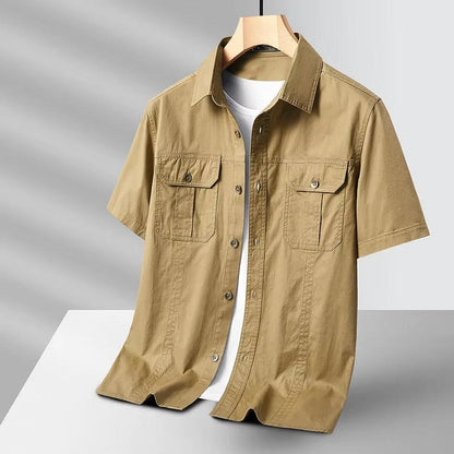 Men's Short Sleeve Cargo Shirt with Two Chest Flap Pockets