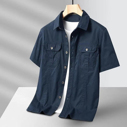 Men's Short Sleeve Cargo Shirt with Two Chest Flap Pockets