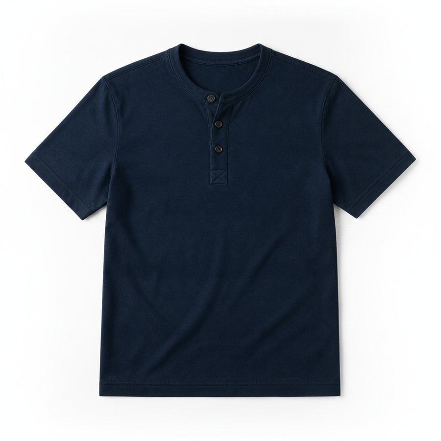 Men's Short Sleeve Henley T-Shirt with Button Placket