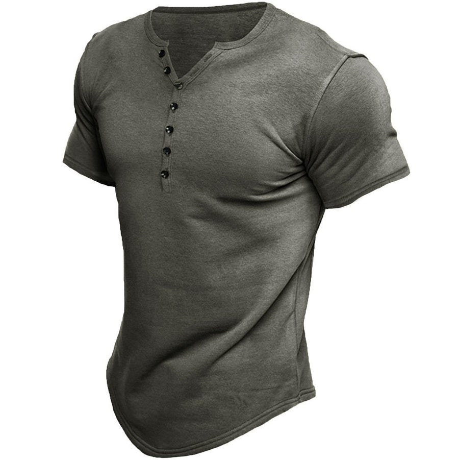 Men's Slim Fit Henley T-Shirt with Half Button Placket