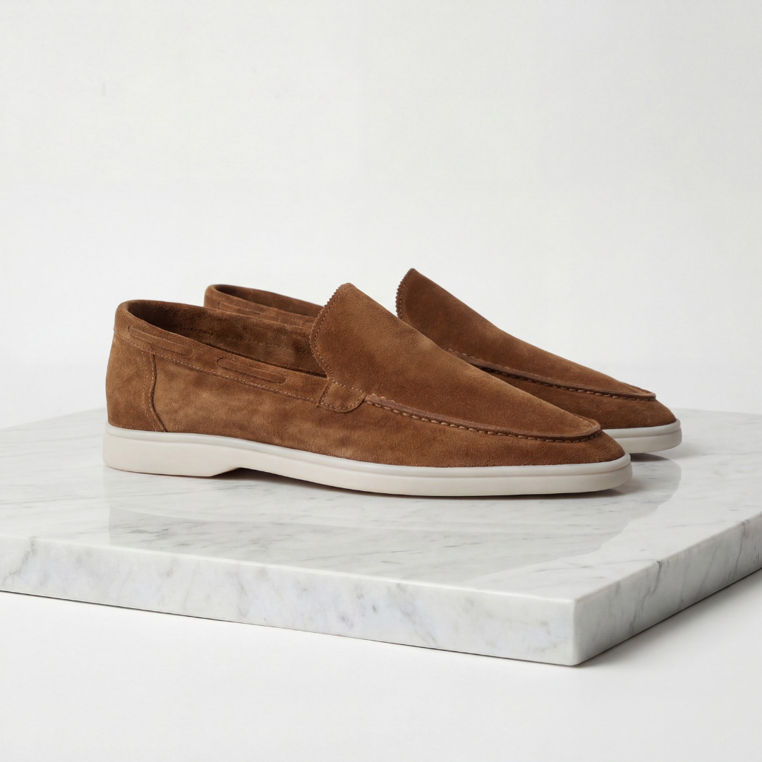Men's Slim Slip-On Loafers with Moc Toe Stitching