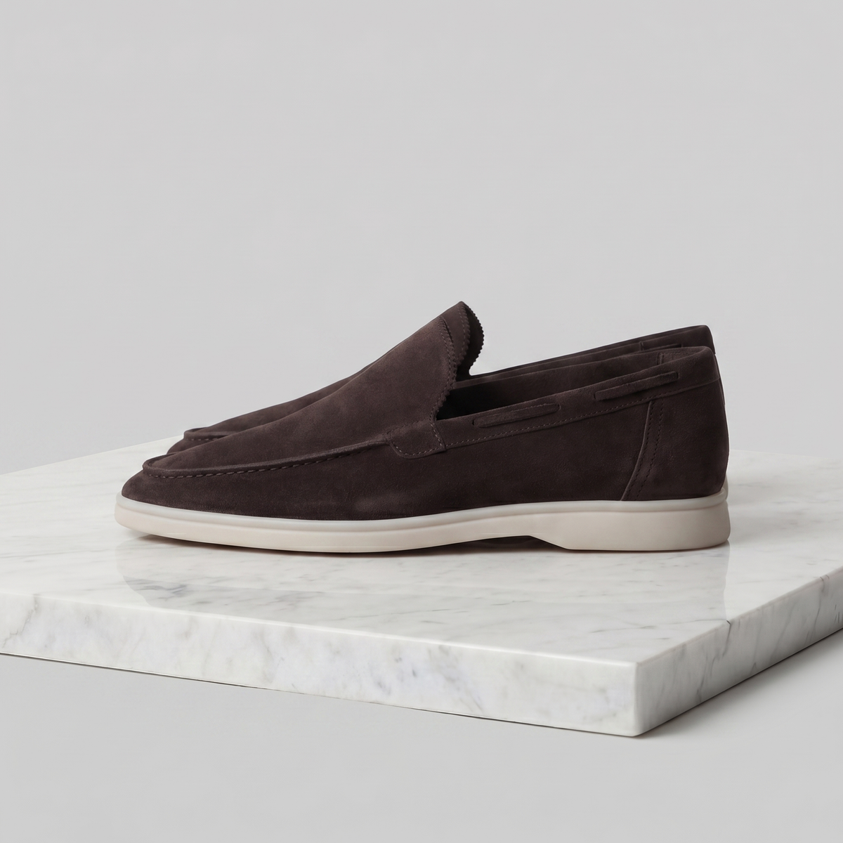 Men's Slim Slip-On Loafers with Moc Toe Stitching