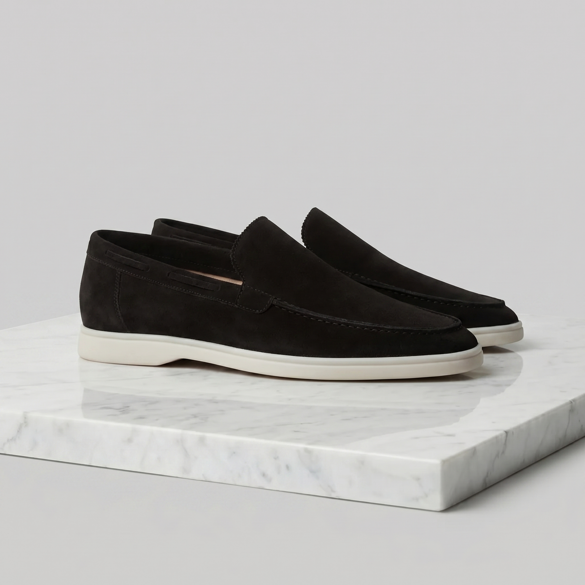Men's Slim Slip-On Loafers with Moc Toe Stitching