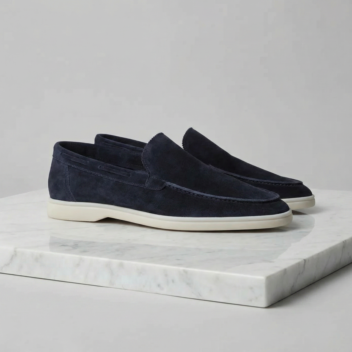 Men's Slim Slip-On Loafers with Moc Toe Stitching