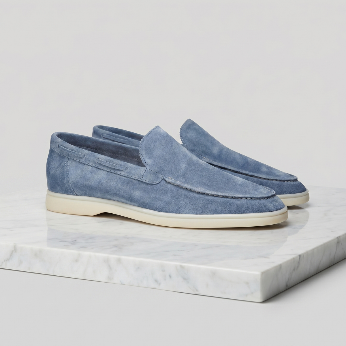 Men's Slim Slip-On Loafers with Moc Toe Stitching