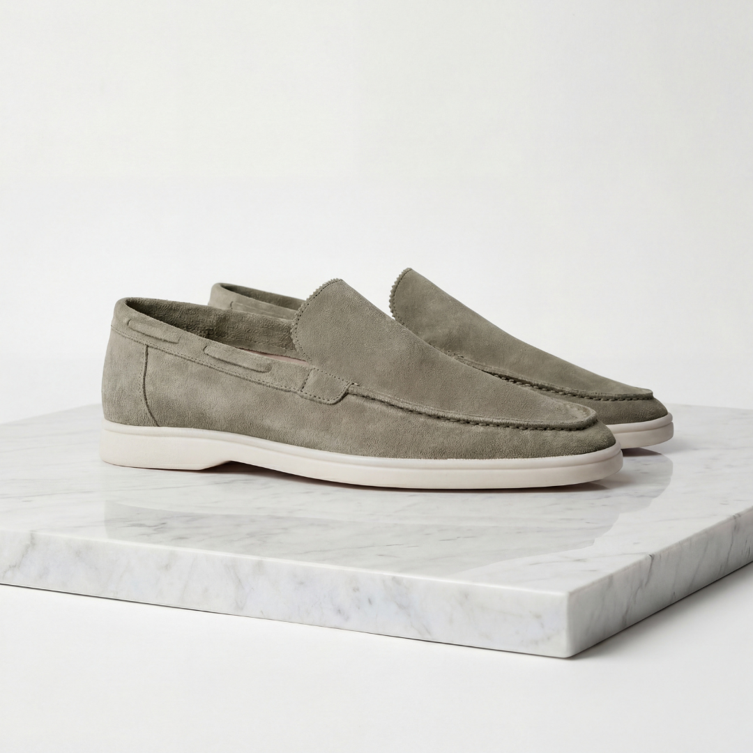 Men's Slim Slip-On Loafers with Moc Toe Stitching