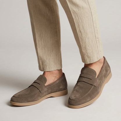 Men's Slip-On Loafers with Penny Strap and Contrast Sole