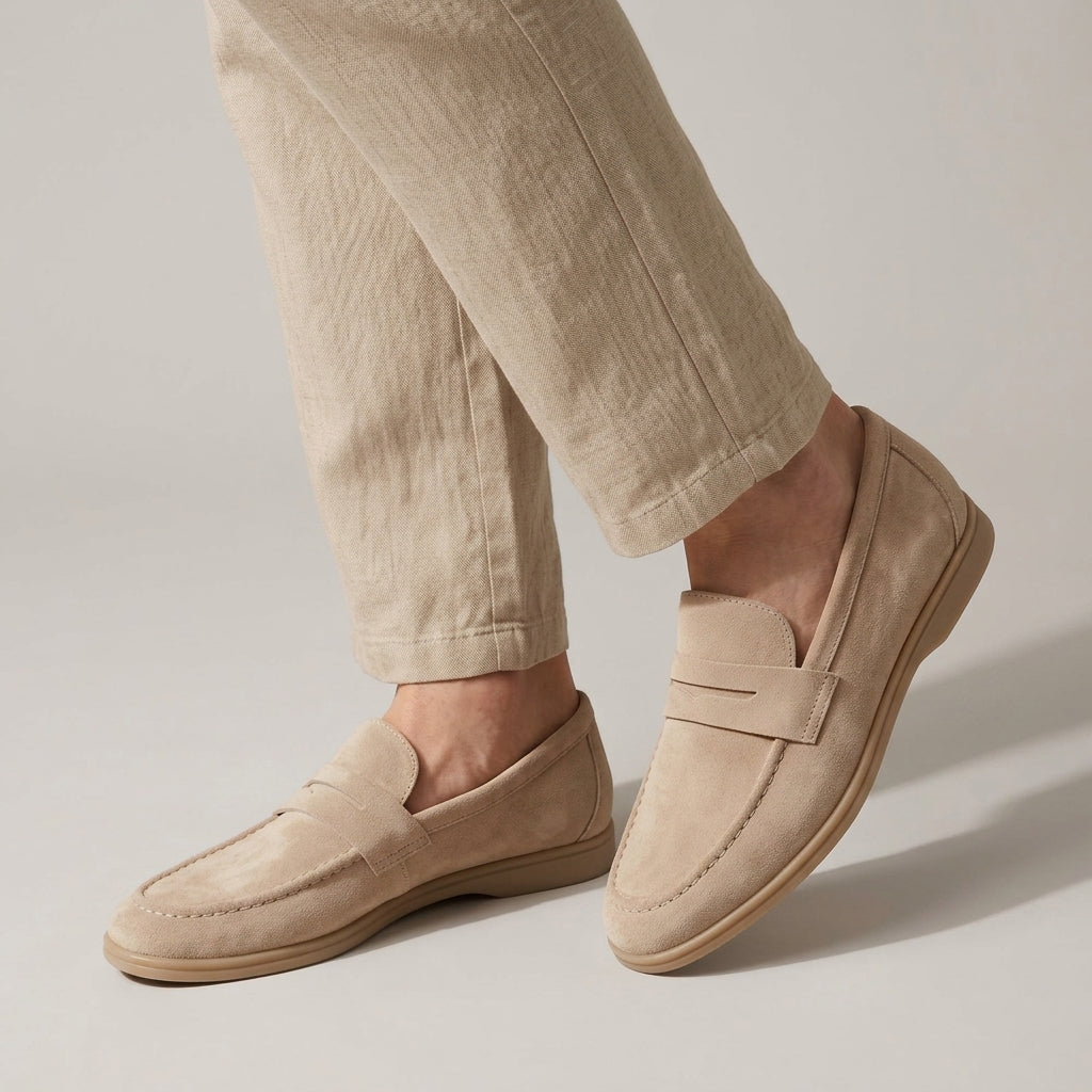 Men's Slip-On Loafers with Penny Strap and Contrast Sole