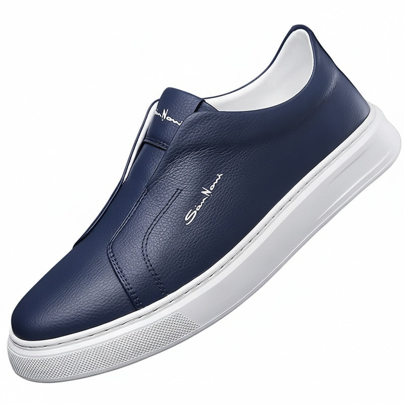 Men's Slip-On Sneakers with Faux Leather Upper and Platform Sole