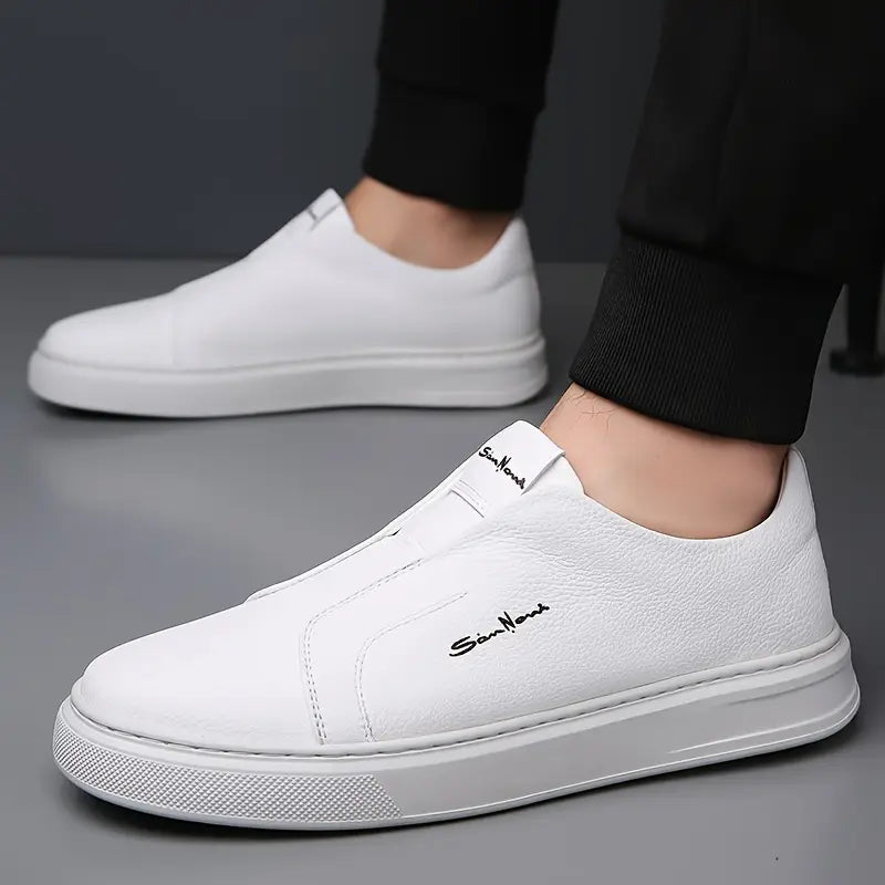 Men's Slip-On Sneakers with Faux Leather Upper and Platform Sole
