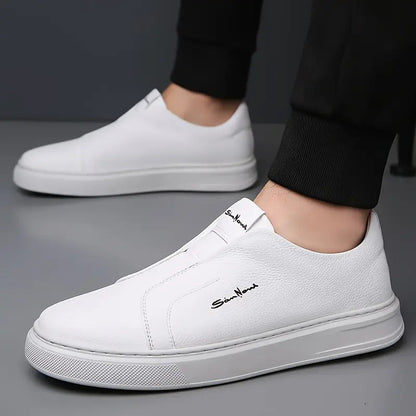 Men's Slip-On Sneakers with Faux Leather Upper and Platform Sole