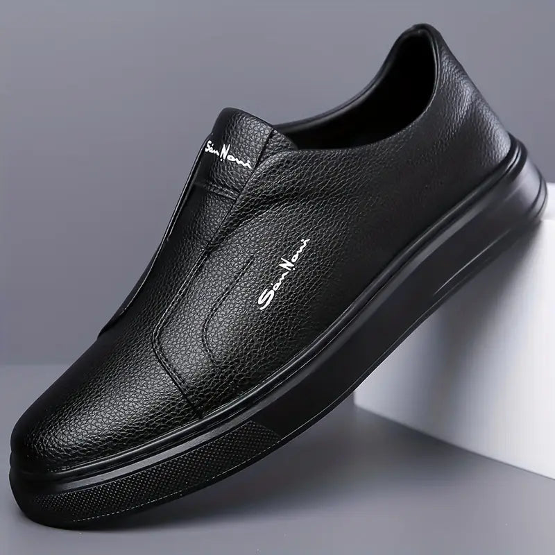 Men's Slip-On Sneakers with Faux Leather Upper and Platform Sole