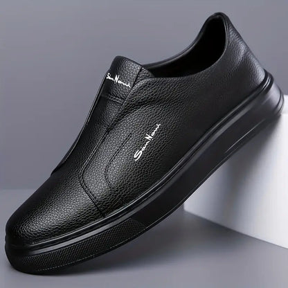 Men's Slip-On Sneakers with Faux Leather Upper and Platform Sole