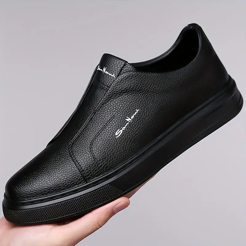 Men's Slip-On Sneakers with Faux Leather Upper and Platform Sole