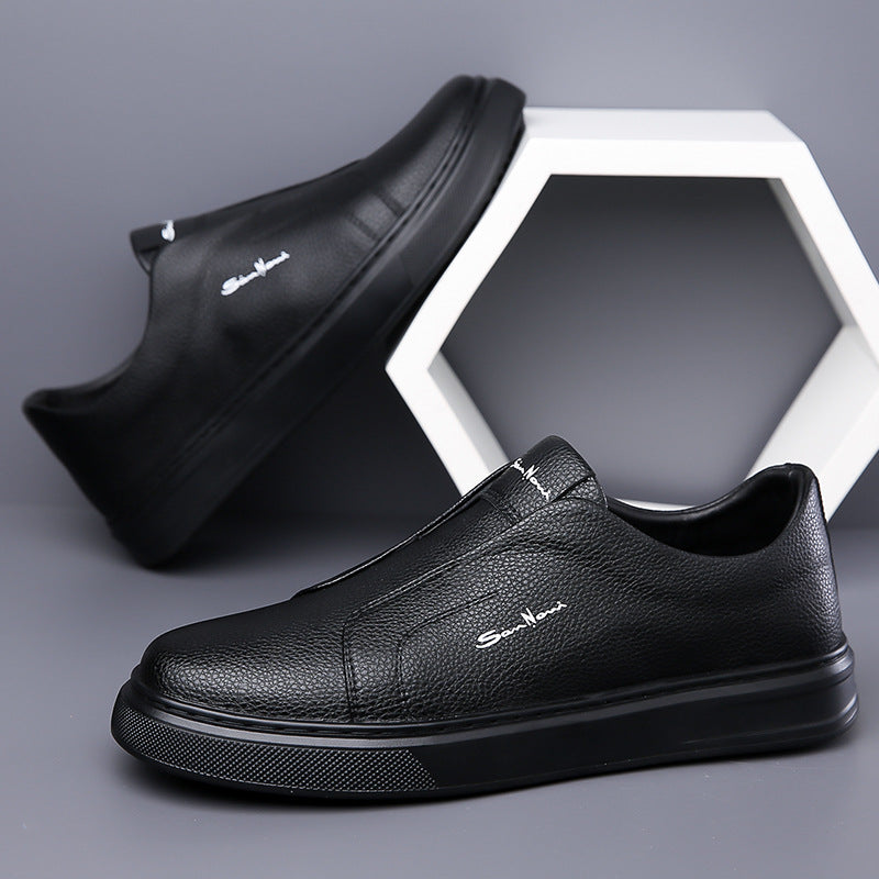 Men's Slip-On Sneakers with Faux Leather Upper and Platform Sole