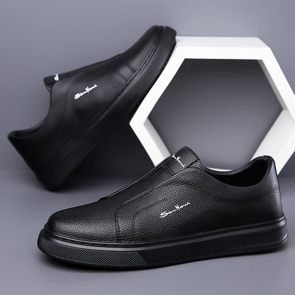 Men's Slip-On Sneakers with Faux Leather Upper and Platform Sole