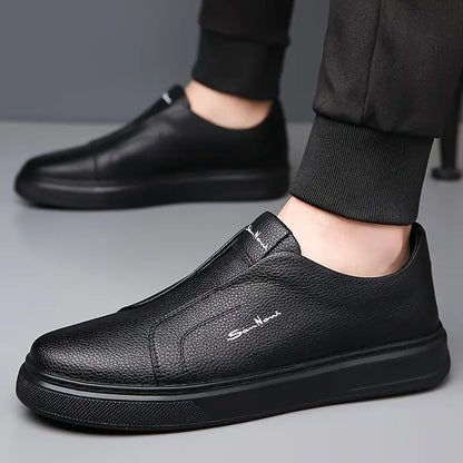 Men's Slip-On Sneakers with Faux Leather Upper and Platform Sole