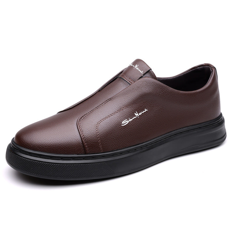 Men's Slip-On Sneakers with Faux Leather Upper and Platform Sole