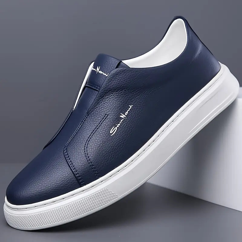 Men's Slip-On Sneakers with Faux Leather Upper and Platform Sole
