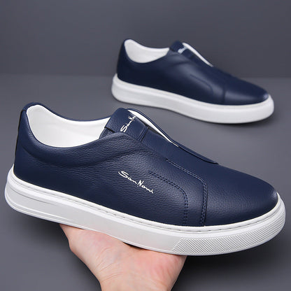 Men's Slip-On Sneakers with Faux Leather Upper and Platform Sole