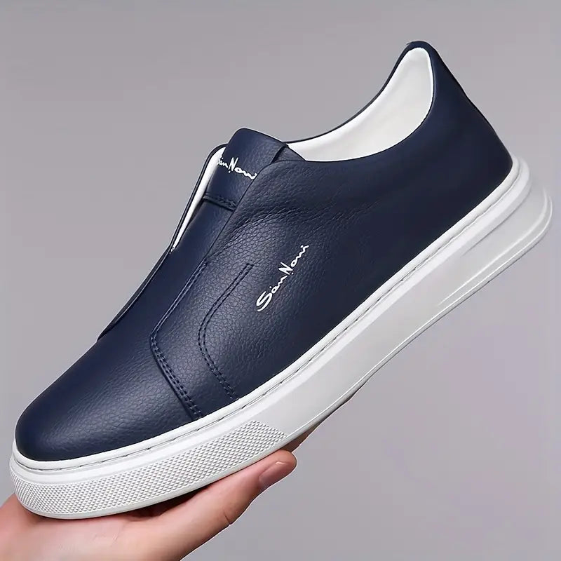 Men's Slip-On Sneakers with Faux Leather Upper and Platform Sole