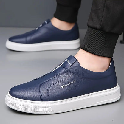 Men's Slip-On Sneakers with Faux Leather Upper and Platform Sole