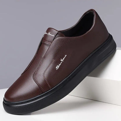 Men's Slip-On Sneakers with Faux Leather Upper and Platform Sole