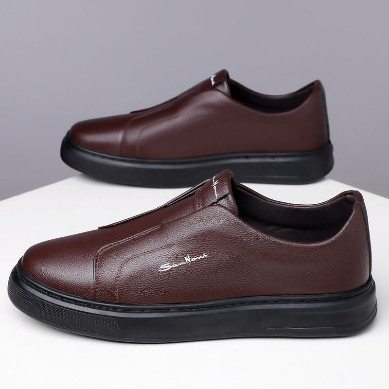 Men's Slip-On Sneakers with Faux Leather Upper and Platform Sole