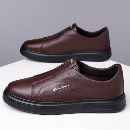 Men's Slip-On Sneakers with Faux Leather Upper and Platform Sole