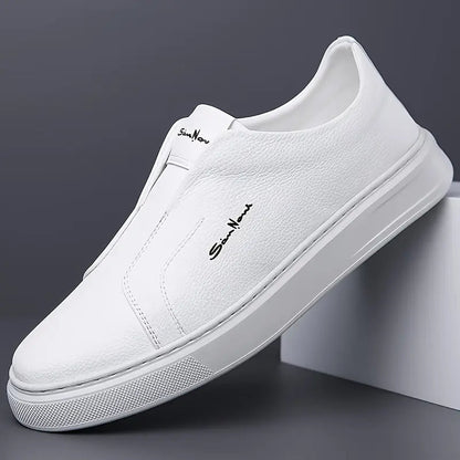 Men's Slip-On Sneakers with Faux Leather Upper and Platform Sole