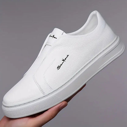 Men's Slip-On Sneakers with Faux Leather Upper and Platform Sole