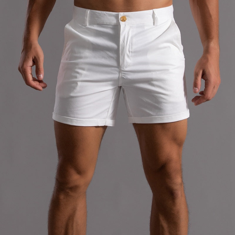 Men's Tailored Chino Shorts with Turn-Up Hems