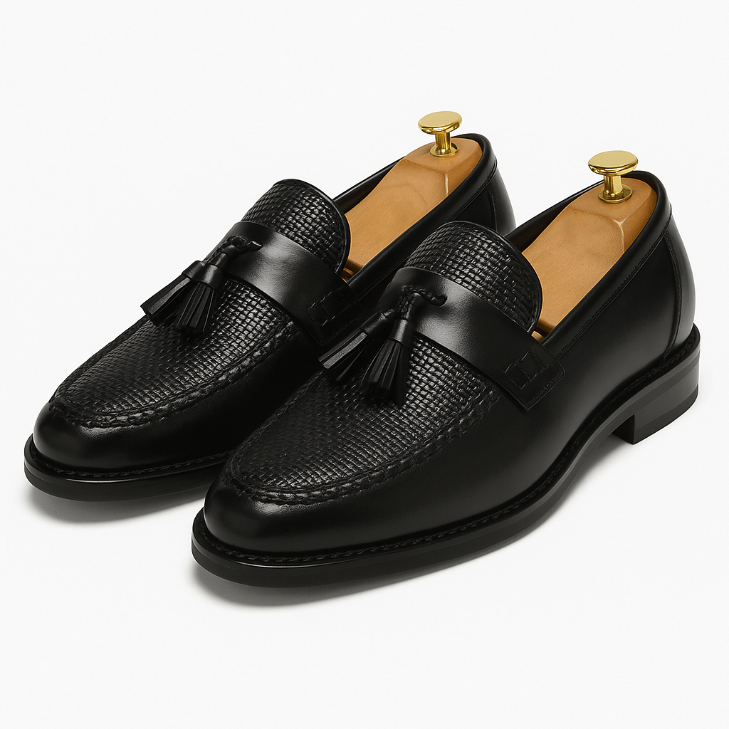 Men's Tassel Loafers with Woven Texture and Slip-On Design