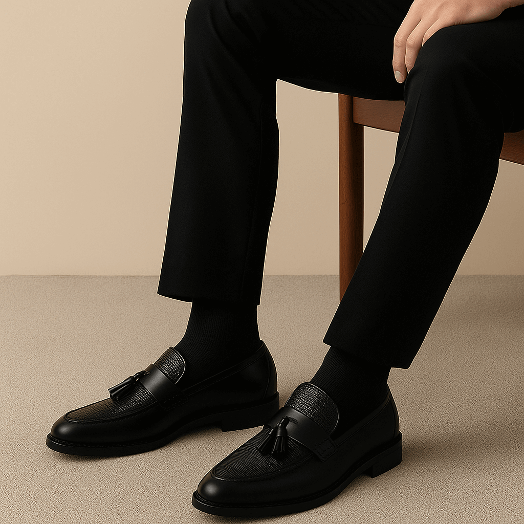 Men's Tassel Loafers with Woven Texture and Slip-On Design