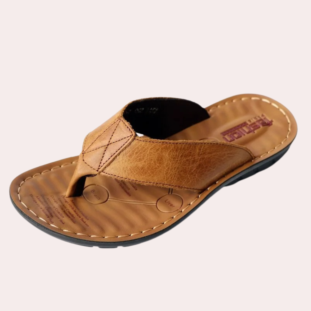 Men's Thong Sandals with Stitched Footbed and Textured Strap